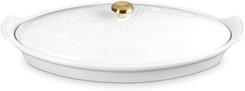 Le Creuset Stoneware Heritage Fish Baker, 1.7 qt., White - Product Image