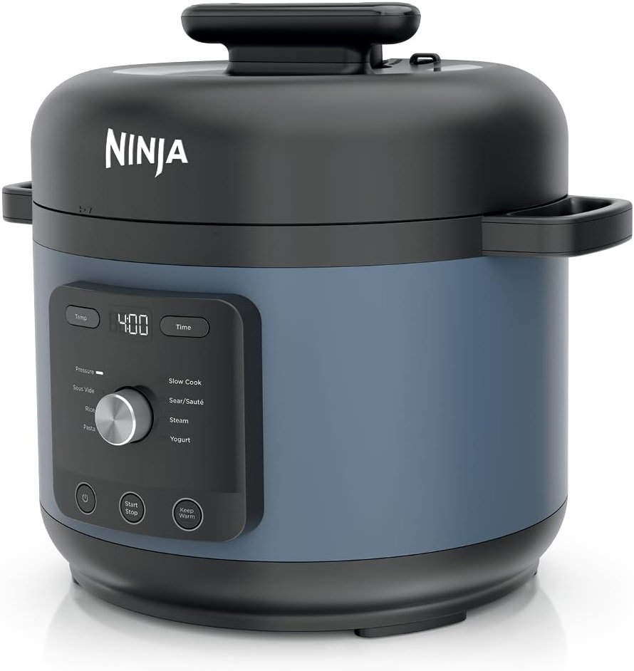 Ninja HyperHeat 9-in-1 Electric Pressure Cooker | 6.5 Qt Multi Cooker with Sear/Sauté, Slow Cooker, Rice Cooker, Sous Vide | 1200W | Fast Cooking, PFAS-Free Pot | Blue Macaron | PC201 - Product Image