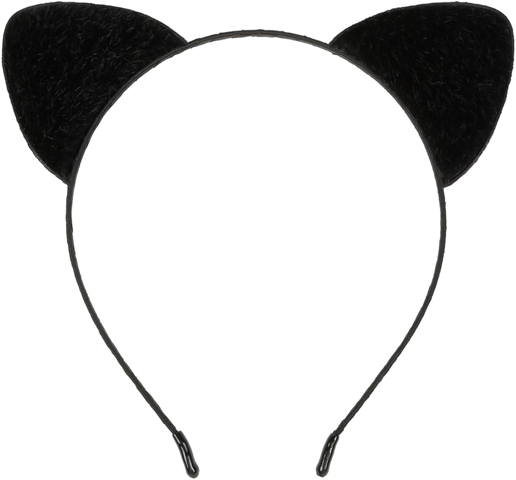 AIBFRID Black Cat Ear Headband for Women Halloween Cat Ear Hairband Furry Cat Ears Headbands Cute Cat Woman Ears Cosplay Costume Accessories - Product Image