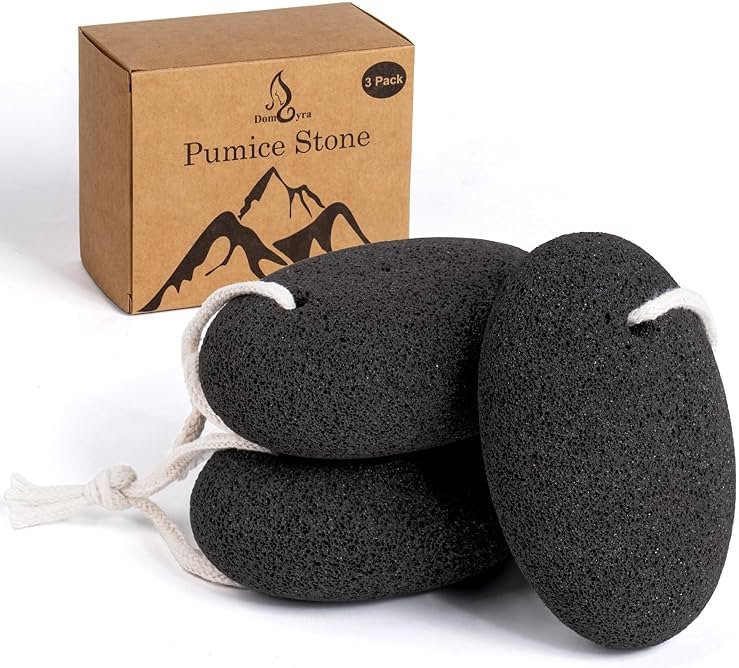 Natural Pumice Stone Set - 3-Pack Oval-Shaped Volcanic Lava Foot Scrubber Files for Callus, Corn, Cracked Heel, and Dead Skin Exfoliation, 4 x 2.8 x 1.6 Inches - Product Image