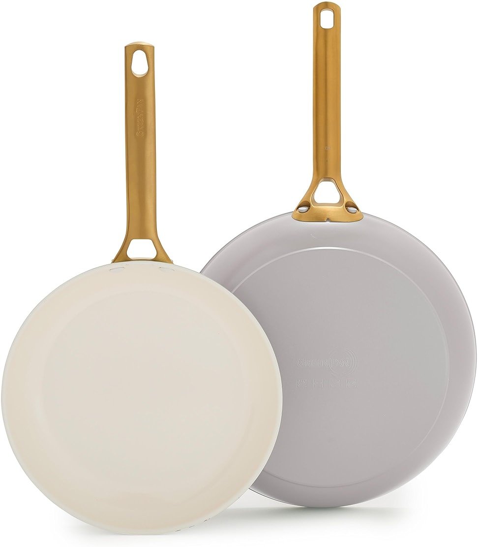 GreenPan Nonstick Reserve Pro 10” & 12” Frying Pan Set, NSF Certified Ceramic, Hard Anodized PFAS-Free Skillets, Stainless Steel Handles, Oven & Dishwasher Safe, Oyster Gray - Product Image