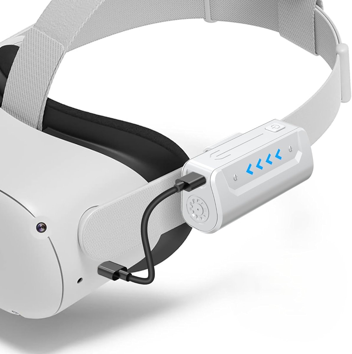5000mAh Battery Pack for Meta Quest 2, Lightweight Extended VR Battery Pack Charger Accessories for Meta Oculus Quest 2 Original Head Strap and Elite Strap, for Extra 2-4H Playtime - White - Product Image