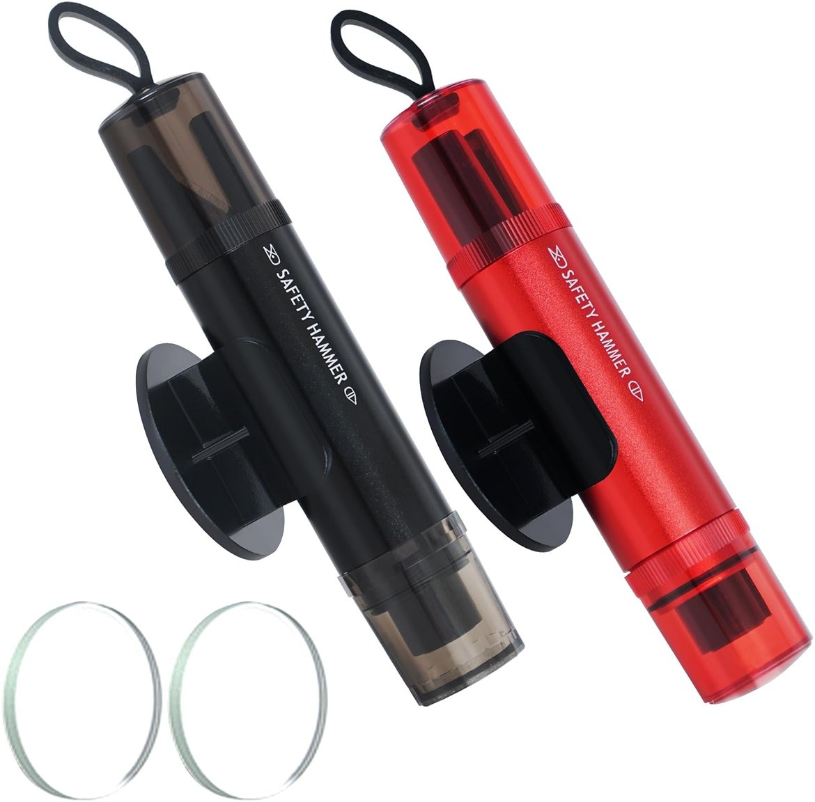 EJYARC Safe Hammer Car Window Breaker Seatbelt Cutter Under Water or Fire,2 IN1 Window Breaker Tool Auto Glass Breaker Emergency Escape Tool Kit,Car Accessories All Vehicles(2 PCS Black & Red) - Product Image