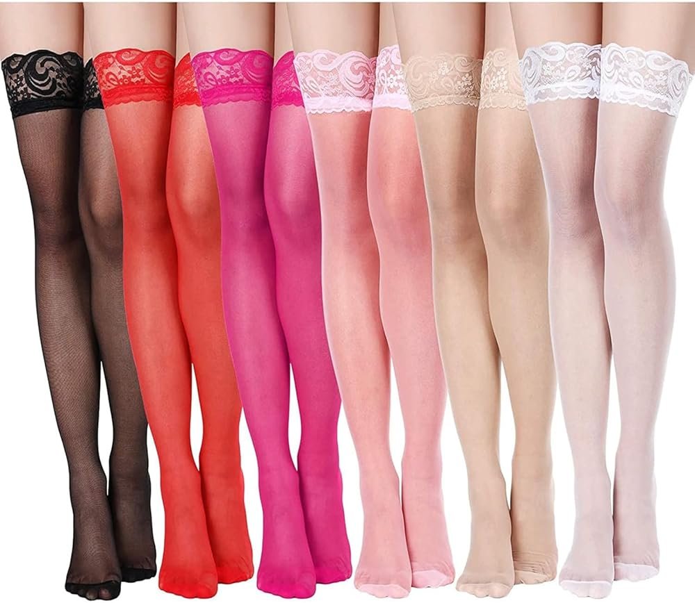 Geyoga Women's Lace Thigh High Stockings over The Knee Stockings for Women Sheer Thigh High with Lace Top - Product Image
