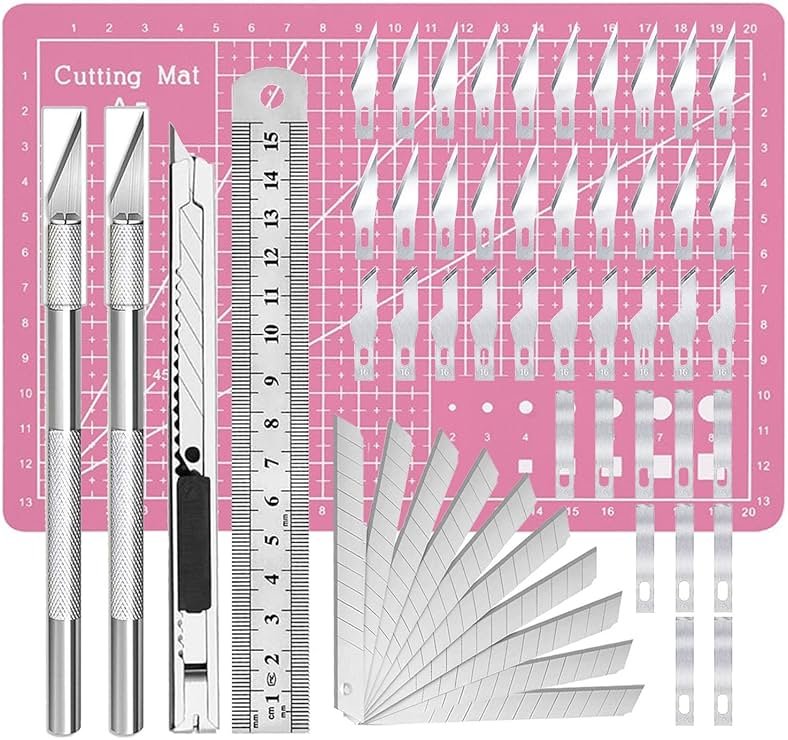 Exacto Knife Precision Carving Craft Hobby Knife Kit with 40 PCS Exacto Blades for DIY Art Work Cutting, Hobby, Scrapbooking, Stencil (Pink) - Product Image