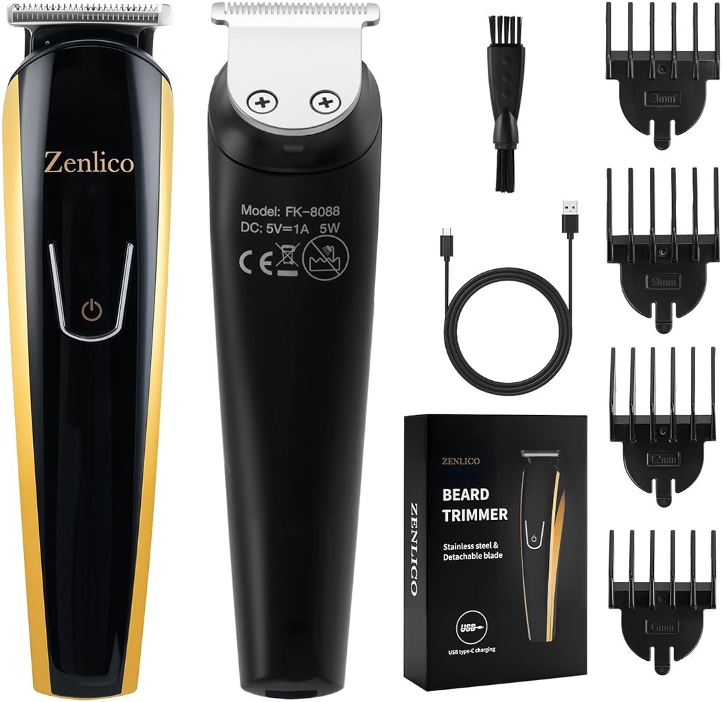 ZENLICO Beard Trimmer for Men, Rechargeable Men's Hair Trimmer for Mustache, Electric Razor & Body Grooming Kit for Beard, Face, Groin & Manscaping, Birthday Valentines Ideal Gift for Men - Product Image