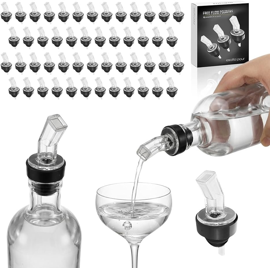 Esatto Pourer with Screen, 50 Pieces - Premium Quality Liquor Dispenser Pour Spouts with Built-in Filter for Smooth Pouring - Pour Spouts Ideal for Bartenders, Home Bars, and Parties - Product Image