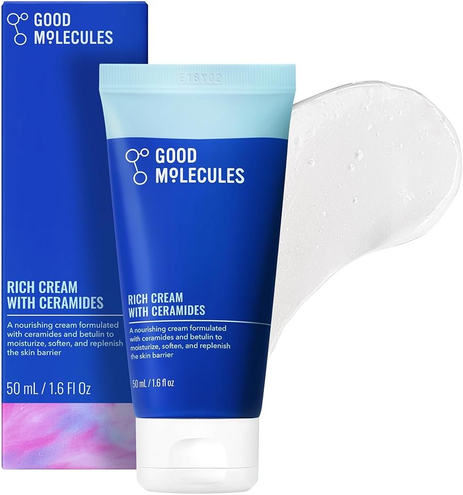 Good Molecules Rich Cream with Ceramides 50 ml / 1.6 oz – Daily Facial Moisturizer for Dry Skin, Redness – Face Lotion with Betulin Soothe, Plump, Hydrate, Moisturize – Anti-aging Skin Care - Product Image