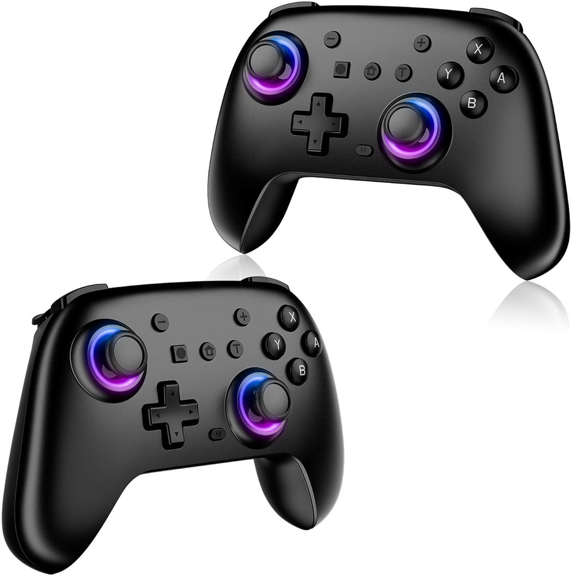 JORREP Switch Controllers 2 Pack, RGB Switch 2 Controller for Nintendo Switch/Switch 2/Lite/OLED, Wireless Switch 2 Pro Controller with Wake up/6-Axis Gyro/Dual Vibration/Turbo/Screenshot (Black) - Product Image
