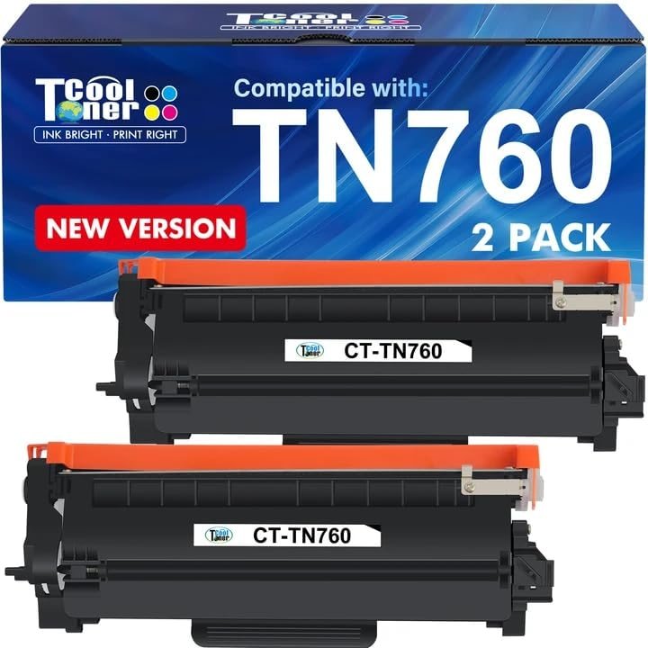 TN760 Toner for Brother Printer TN730: Compatible for Brother TN-730/TN-760 TN 760 TN-760 730 MFC-L2710DW DCP-L2550DW HL-L2395DW MFC-L2750DW TN-730 HL-L2350DW HL-L2370DW HL-L2390DW Black Cartridge - Product Image