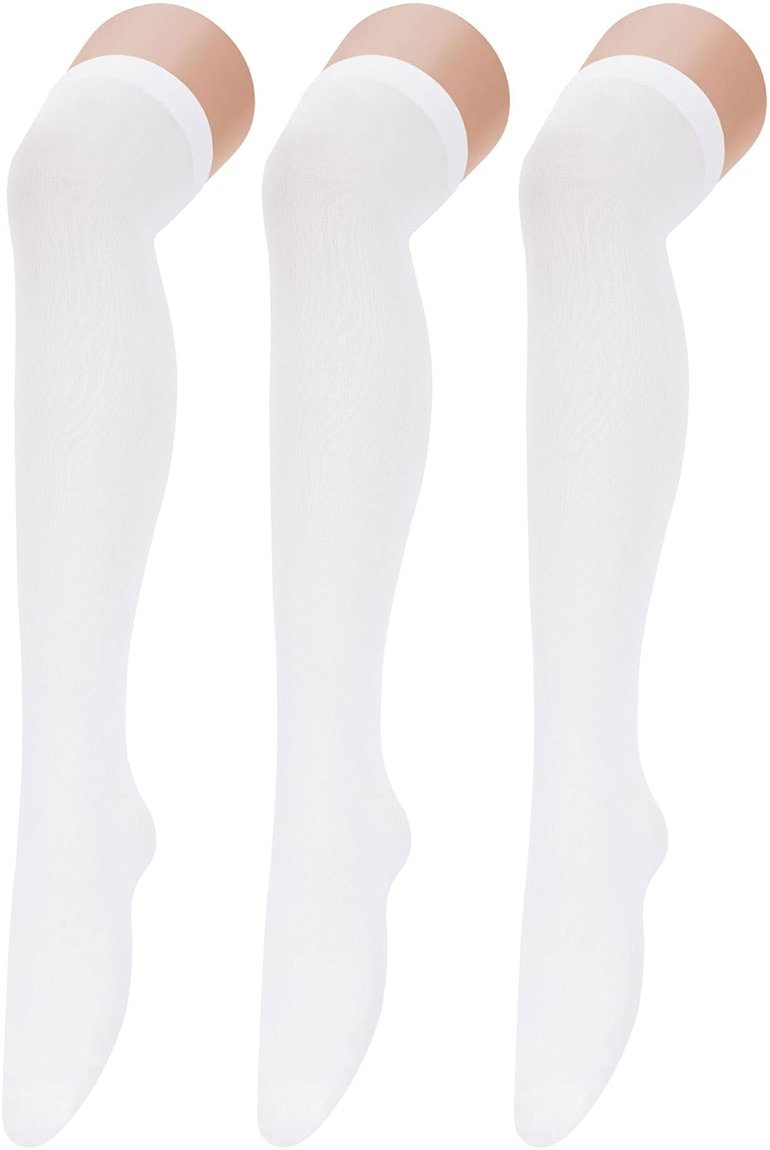 Zando 3 Pairs Womens Thigh High Socks Over the Knee Socks Thigh Highs Stretchable Long Tube Leg Warmers for Daily Wear - Product Image