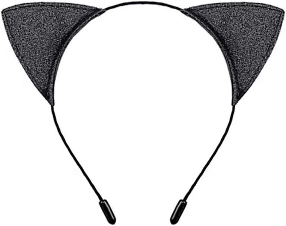 CHILTINA Black Cat Ears Headband Glitter Cat Ears Hairband for Halloween Cosplay Party Favors - Product Image