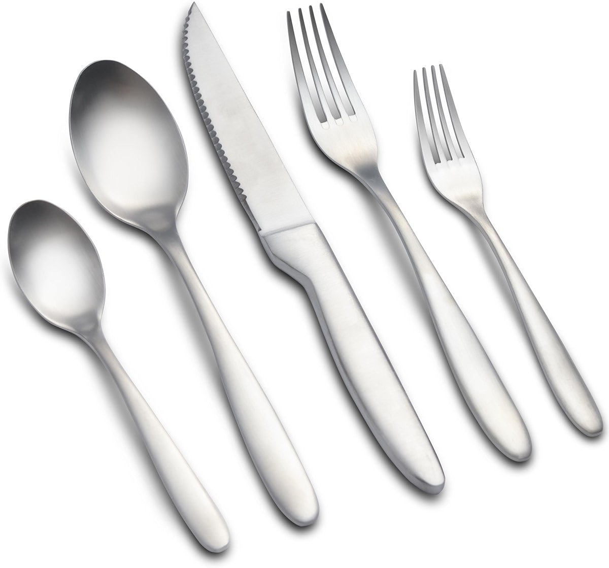 40 Pieces Silverware Set, Stainless Steel Flatware Set for 8, Matte Satin Polished Cutlery Set Include Forks Spoons and Knives, Dishwasher Safe Utensils Set for Home Restaurant - Product Image