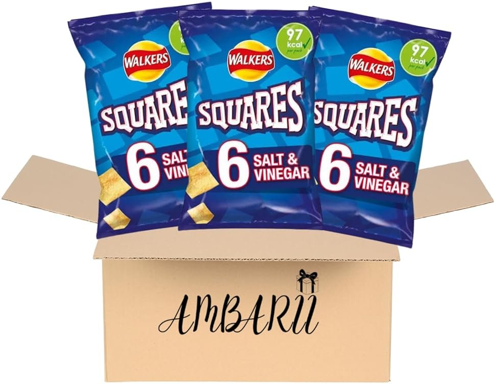 AMBARII Walkers Squares Salt and Vinegar Crisps Pack of 6 X 3 - Product Image