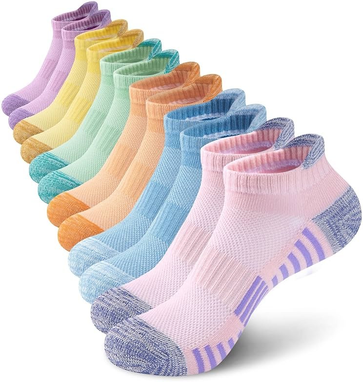 SEEKSOCK 6 Pairs Ankle Socks for Women, Athletic Running Cotton Comfort Cushioned Sports Low Cut Socks - Product Image