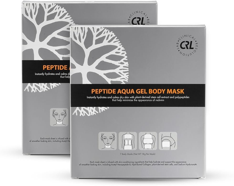 Clinical Resolution Peptide Aqua Gel Body Mask – Instant Hydration, Soothing & Cooling Sensation, 14 Single-Use Masks (2 Boxes, 7 per Box) - Product Image