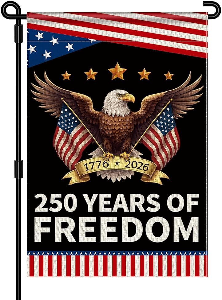 250th Anniversary America Garden Flag, 250 Anniversary USA Flag Patriotic Banner 250 Years of Freedom Yard Sign Eagle Design 4th of July Double-Sided Waterproof 1776-2026 Commemorative Flag 12x18 Inch - Product Image