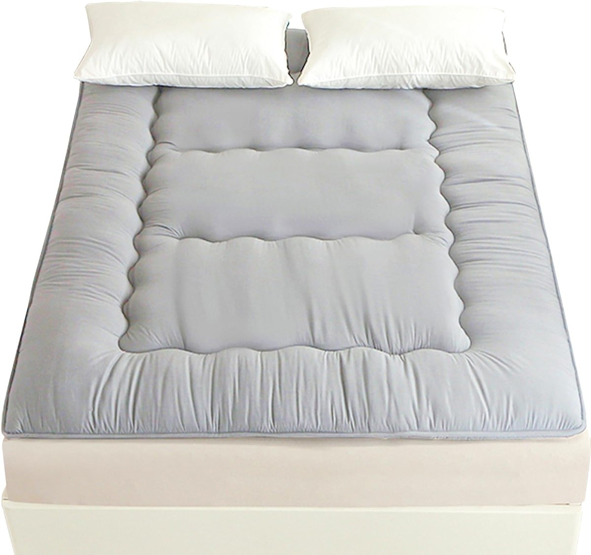 FISHDRU Futon Mattress, Japanese Floor Mattress,Japanese Floor Bed,Tatami Foldable Bed,Roll Up Sleeping Pad for Adults Guest Room Bedroom (Lgrey, Twin) - Product Image