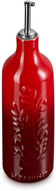 Le Creuset Stoneware Olive Branch Collection Oil Cruet, 20 oz., Cerise - Product Image