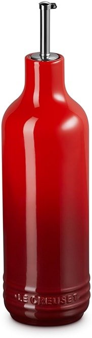 Le Creuest Stoneware Signature Oil Cruet, 20 oz., Cerise - Product Image