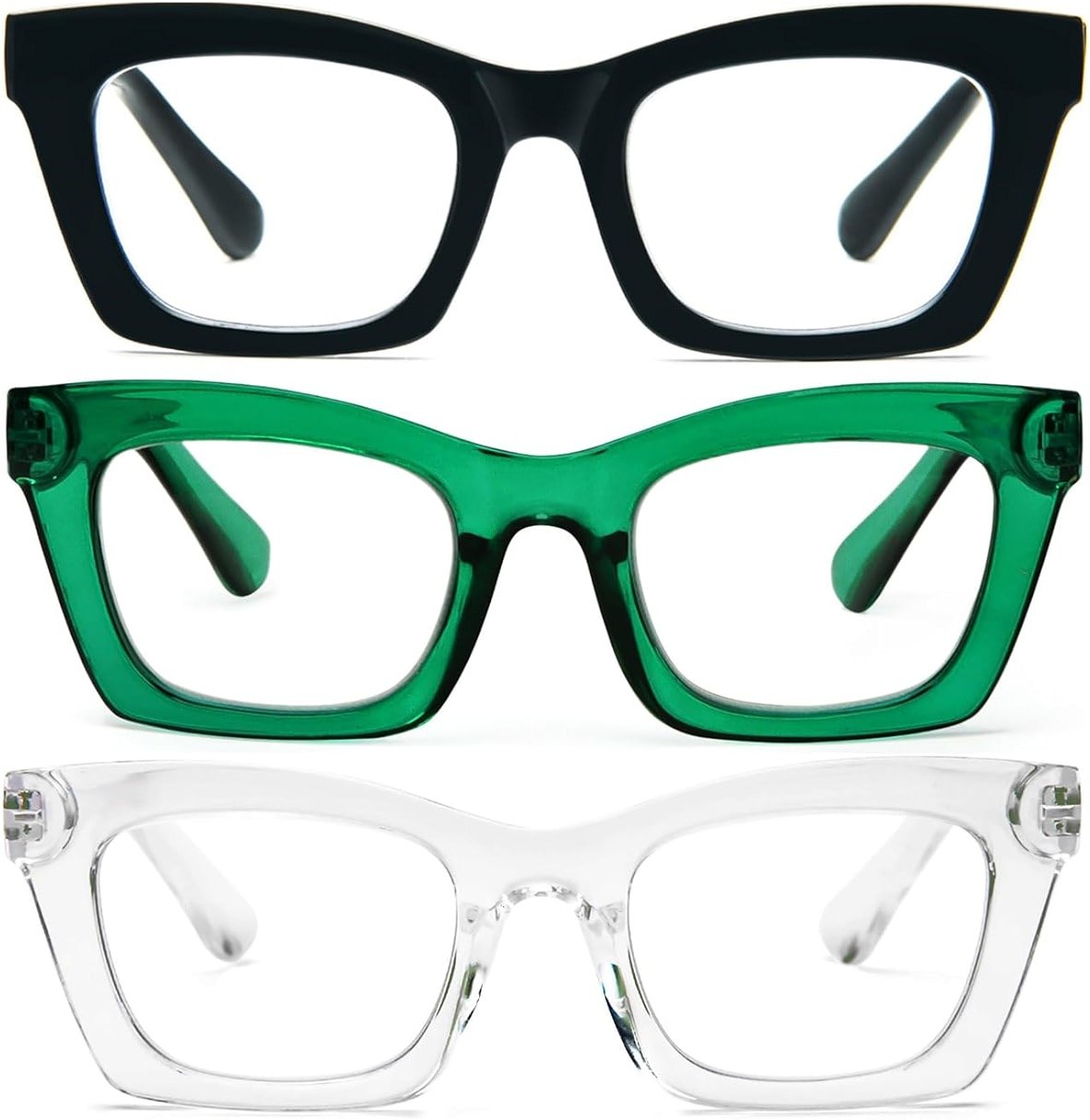 Hubeye Square Reading Glasses for Women Men Blue Light Blocking Computer Fashion Style Readers with Spring Hinge - Product Image