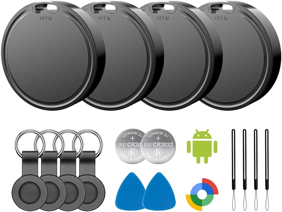 Air Tags for Android,Air Tags-4 Pack Android,Air Tracker Tags with 4 Case,2 Year Battery Life,Google Find Trackers for Google'S Find Hub App,IP65 Waterproof Luggage Air Tracker Tag for Keys - Product Image