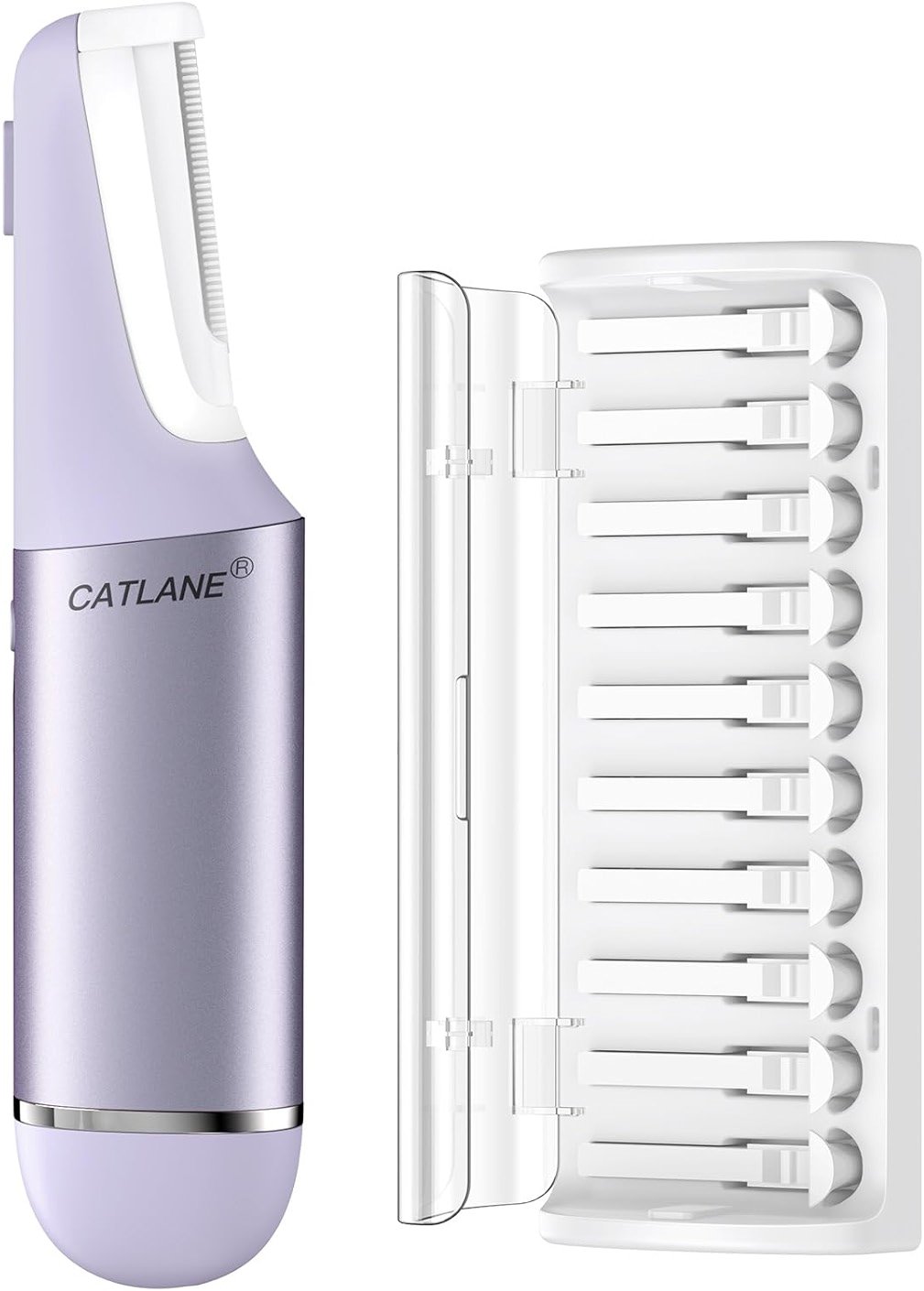 Dermaplane Razor for Women Face, Dermaplaning Tool for Face, Sonic Exfoliation & Peach Fuzz-Hair Removal System with 10 Dermaplaning Blades, Twilight Purple - Product Image