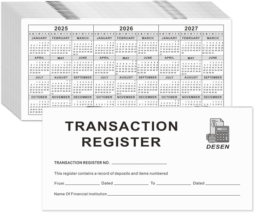 DESEN Checkbook Register 12 Pack – 6×3 Inch Blank Check Registers for Personal & Business Use, Track Checking, Savings & Credit Card Transactions, Ultimate Ledger Book Refill Set (6″ x 3″) - Product Image