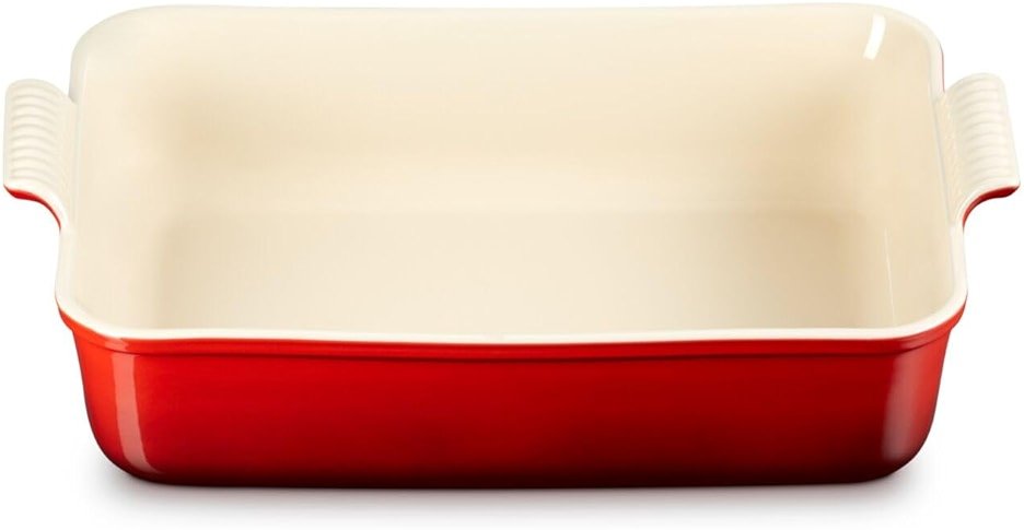 Le Creuset Stoneware Heritage Deep Rectangular Lasagna Dish, 6.75 qt., Cerise - Product Image