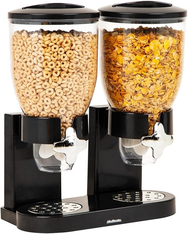 Mind Reader Double Dry Food Dispenser, 2 x 3.5L Countertop Containers for Cereal, Granola, Candy, Rice, and Coffee Beans - Product Image