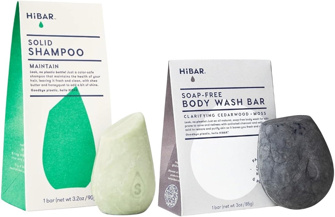 HIBAR - Clarify Solid Body Wash Bar + Maintain Shampoo Bar - Plastic, Soap and Paraben Free - Product Image
