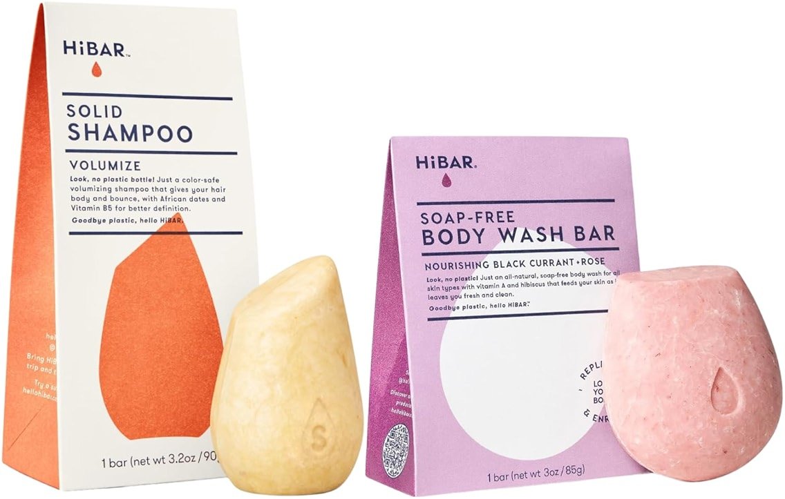 HIBAR - Volumize Shampoo Bar & Nourish Solid Body Wash Bar - Plastic, Soap and Paraben Free - Product Image