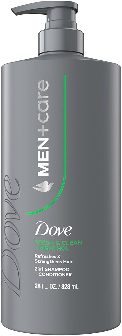 DOVE MEN + CARE Shampoo 1 count Fresh + Clean for Hair Refreshing & Strengthening, with Menthol, 28 fl oz - Product Image