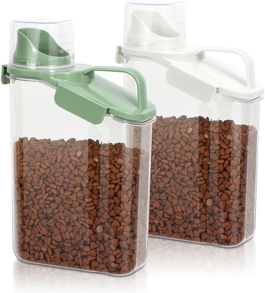 TBMax Rice Container Cereal Storage Container 2 Pack, Kitchen Pantry Dry Food Storage Holder with Easy-Pouring Spout & Handy Cup, Small Pet Dog Cat Food Dispenser for Daily Feeding - Product Image