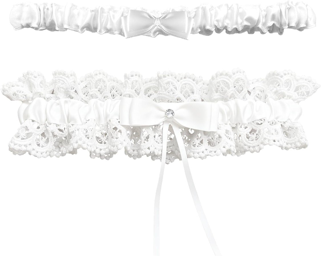 Glowity Wedding Garters for Bride, 2 Piece Bridal Garter Set Lace Floral Garter Bridal Accessories - Product Image
