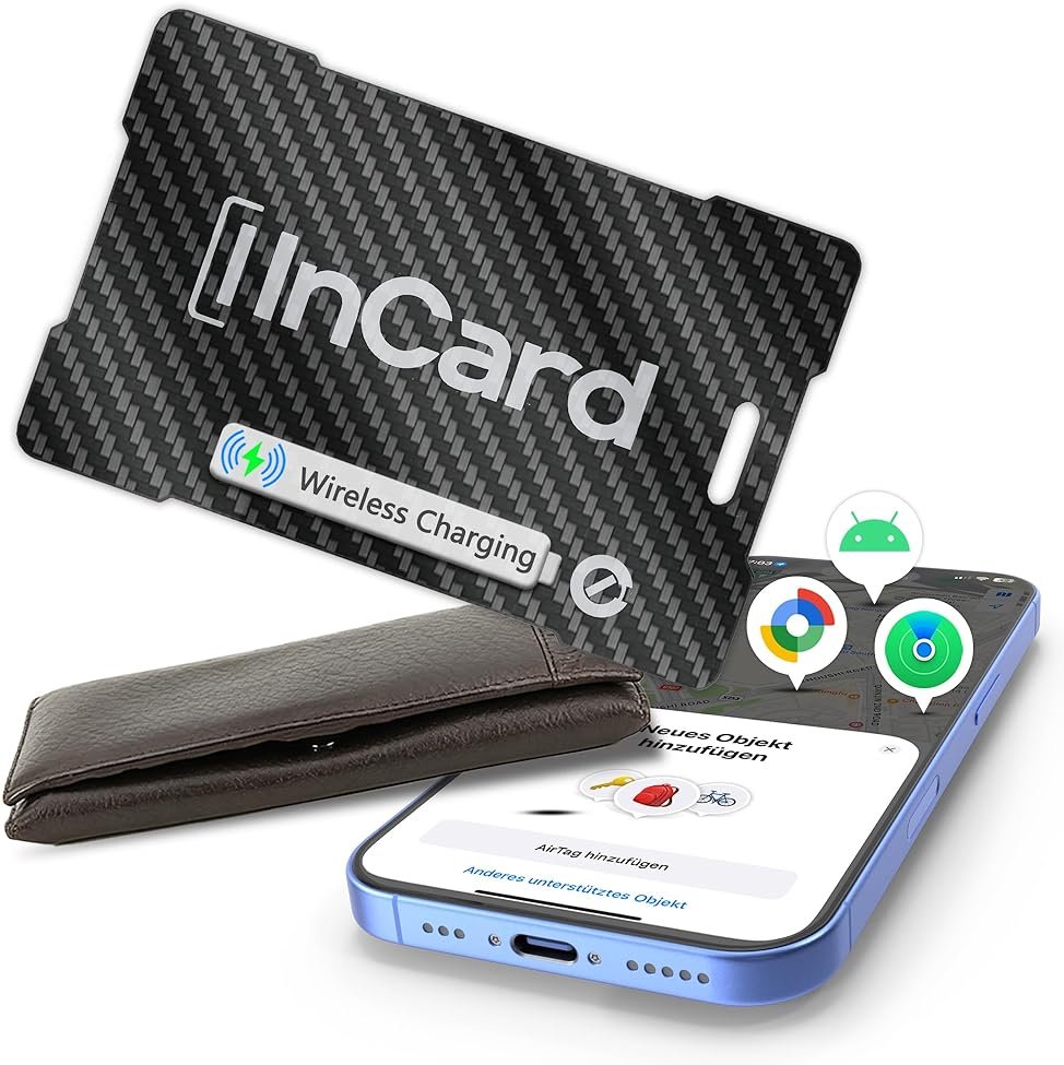 Ultra-Thin Air Tag 0.07in Wallet Tracker (Both iOS and Android) IP68 Bluetooth GPS Tracker for Bags Passport Works with Apple Find My (Apple MFi Certified) & Google Find My Device - Wireless Charging - Product Image