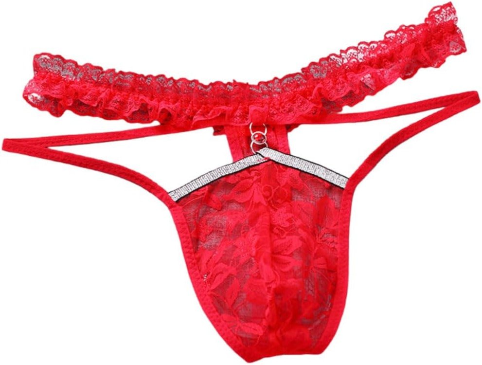 DKEGIFF Mens Lingerie Lace Sissy Panties Femboy For Cross Dressers | Feminine Underwear, Girly Thong, G string Male Outfit, One Size - Product Image