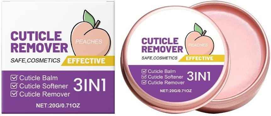 Peach Cuticle Exfoliating Balm – Nail & Hand Care Cream with Glycerin and Mineral Oil, Softens Cuticles, Locks in Moisture, Gentle Peach Scent - Product Image
