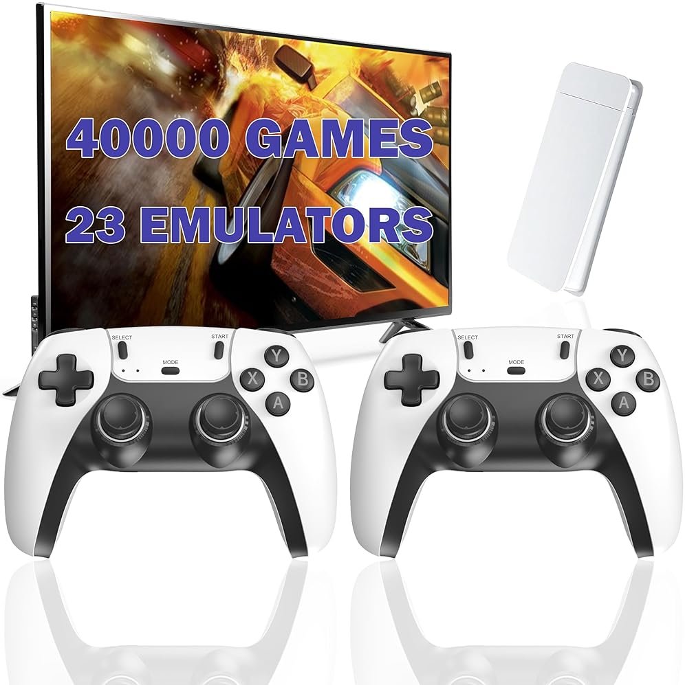 Wireless Retro Game Console Stick with 40000+ Games, Video Game Console 23+ Emulators Classic Games, 4K HDMI Output for TV, Plug & Play Retro Gaming Stick with Dual 2.4G Controllers - Product Image