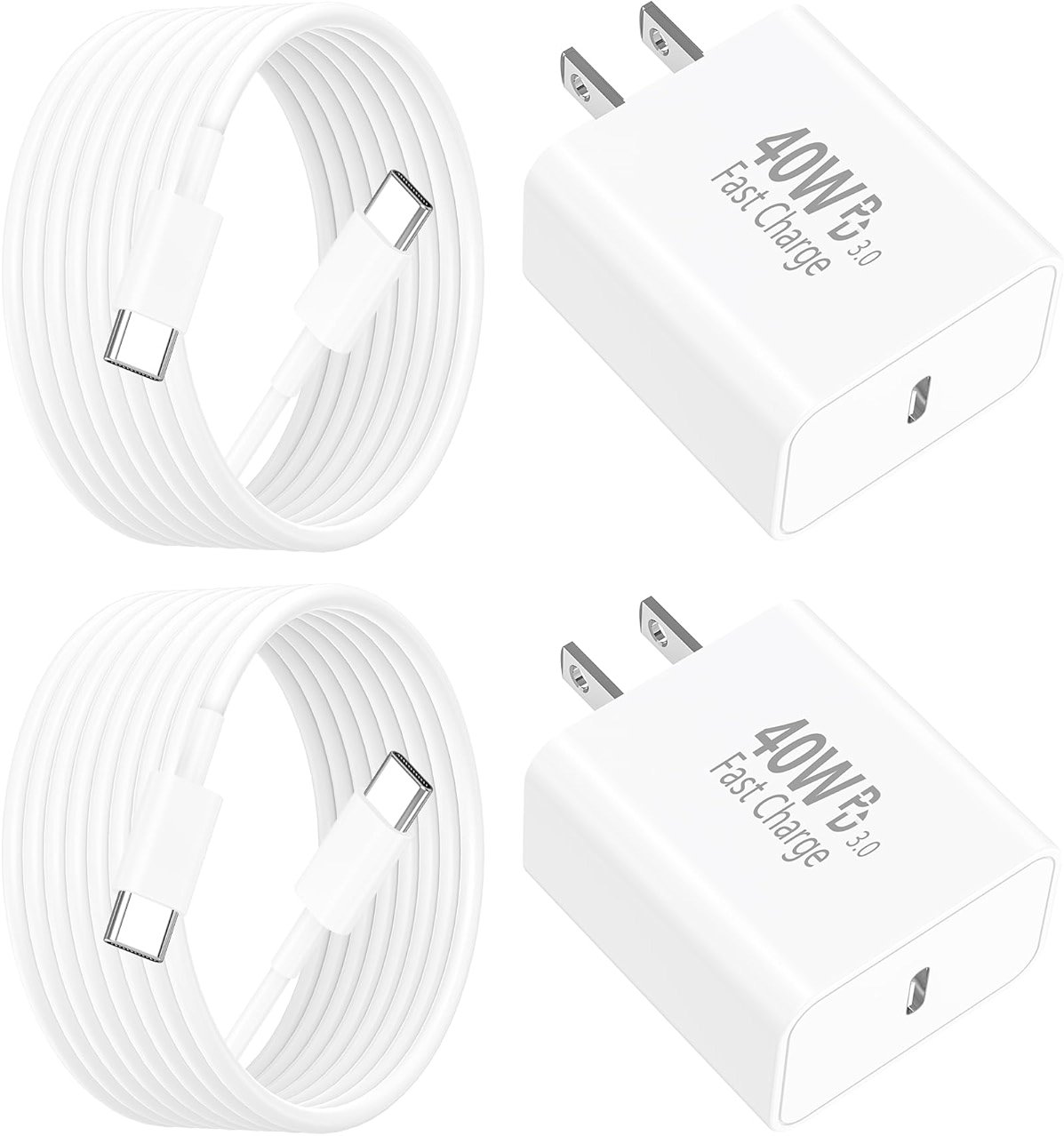 [Apple MFi Certified] iPhone 17 Charger Fast Charging, LANWK 2Pack 40W USB-C Charger Block Dynamic Power Adapter Type C Wall Charger with 6FT Type-C Cord for iPhone 17/17 Pro/17 Pro Max/16 Pro/15/iPad - Product Image