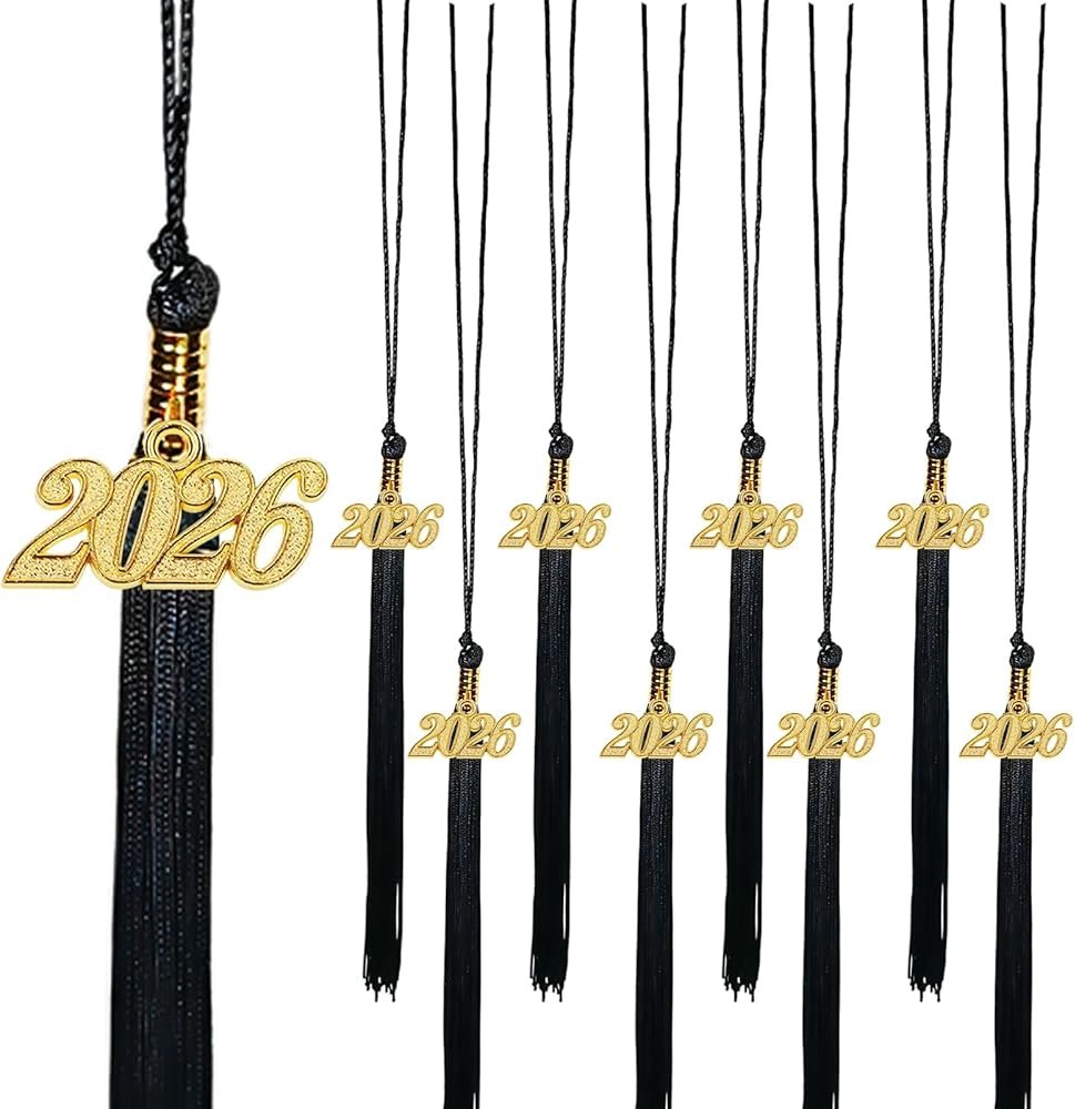10 Pack 2026 Graduation Tassels with Grad 2026 Charms Pendent for Class of 2026 Academic Graduate Parties Ceremonies (Black) - Product Image