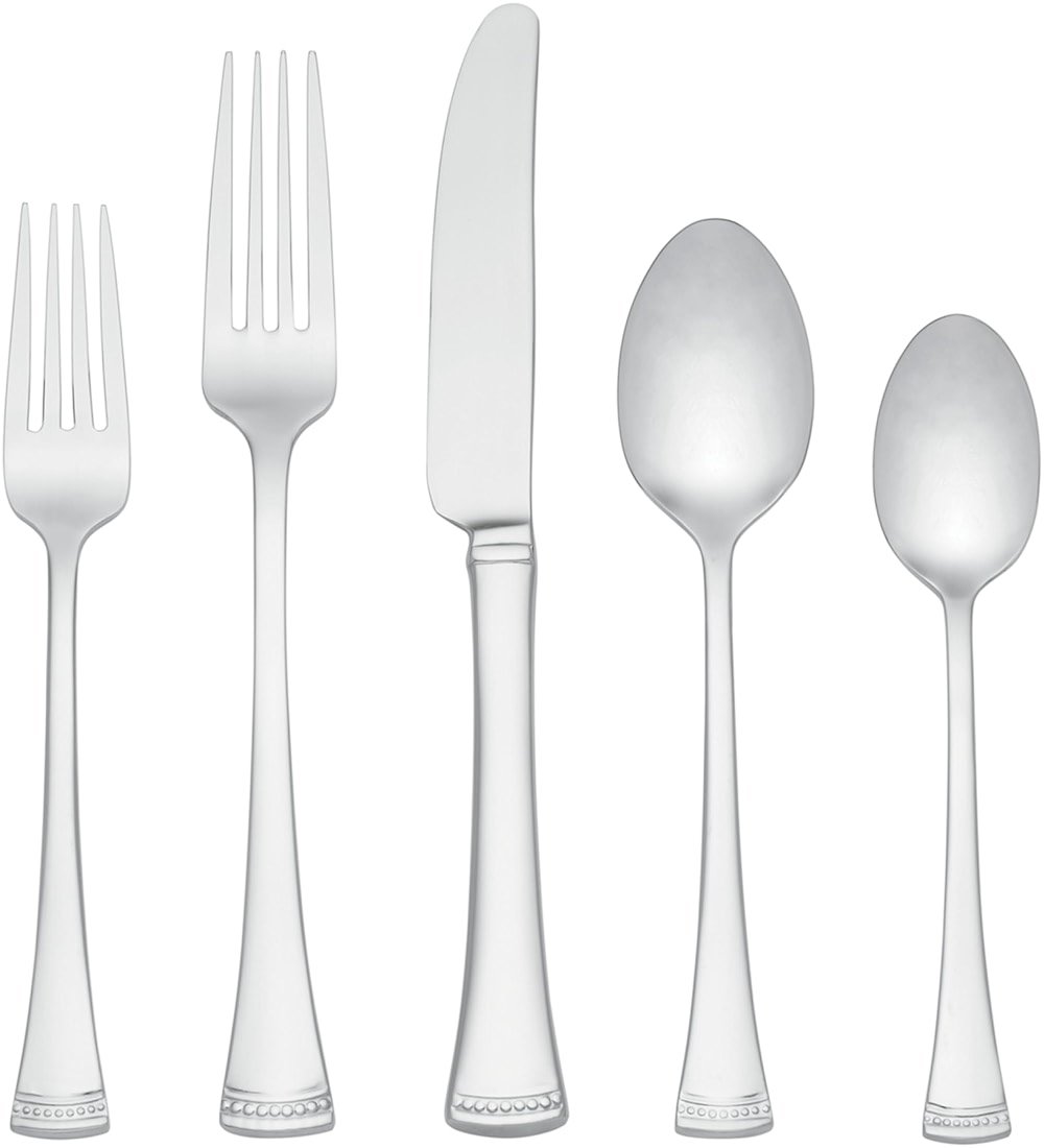 Lenox Silverware Set, Portola Mirror 20 Piece Flatware Set, Service For 4, 18/10 Stainless Steel, Dishwasher Safe, Flatware Cutlery Sets, Utensils, Knives Spoons and Forks, Home (Silver, 20 Pieces) - Product Image
