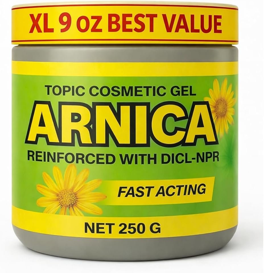 X-Large 250G Arnica Cream Sore Muscle Massage Gel Pomado – Natural Concentrated Body Gel for Muscles, Joints & Massage Therapy – Fast-Absorbing – Fresh Herbal Aroma – diclofenaco y naproxeno - Product Image