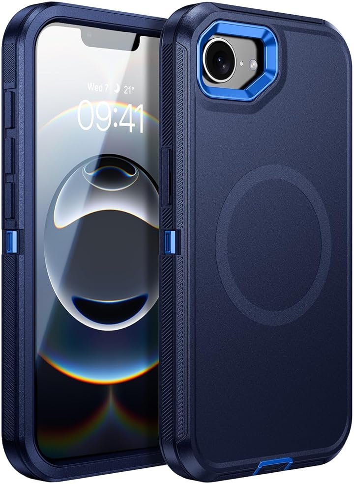 DUEDUE for iPhone 17E/16E Case Magnetic[Compatible with MagSafe], Military-Grade Drop Protection Shock-Absorbing Rugged Cover Heavy Duty Shockproof Phone Case for iPhone 17E/16E 6.1", Blue - Product Image