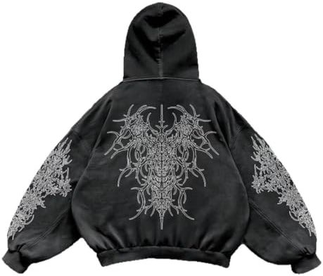 Cute Clad Y2K Vintage Printed Punk Hoodies Spring Autumn Men Women Casual Hoodie Gothic Fashion Harajuku Sweatshirt - Product Image