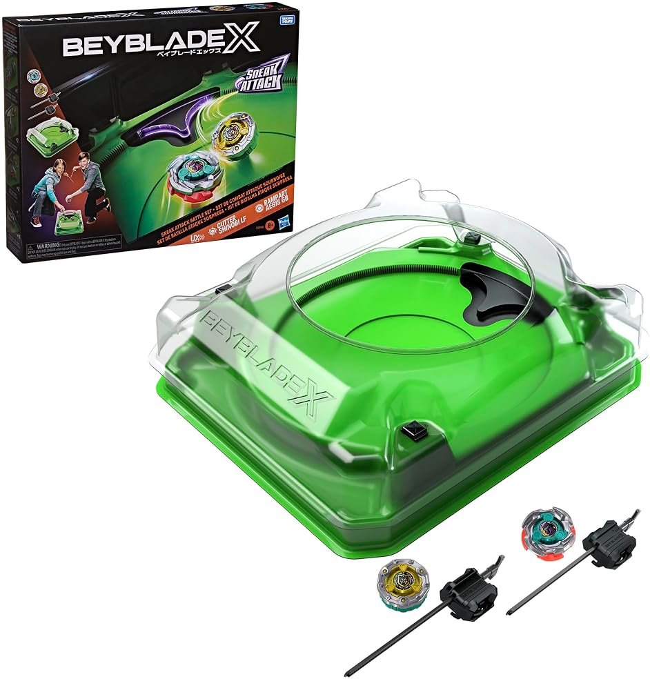 Beyblade X Sneak Attack Battle Set with Beystadium Arena, Rampart Aegis GB & Cutter Shinobi LF, 2 Right-Spinning Takara Tomy Battling Tops Game Toys, 2 Launchers, Ages 8+ - Product Image
