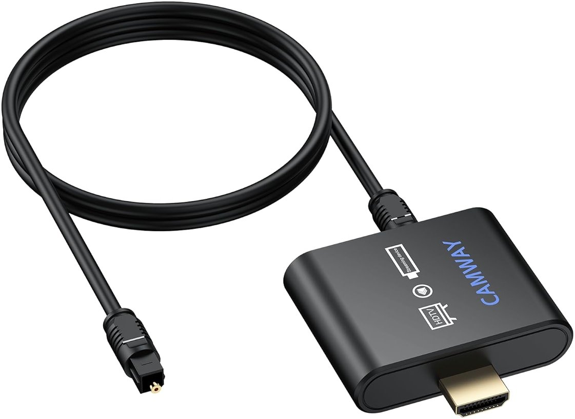 CAMWAY HDMI Audio Extractor 4K@30Hz 1080p - Work with Fire TV Stick to TV HDMI and Soundbar Optical - Support 5.1 Surround DTS/Dolby, No Audio Lag HD HDMIOptical Adapter, Plug and Play [No ARC/eARC] - Product Image