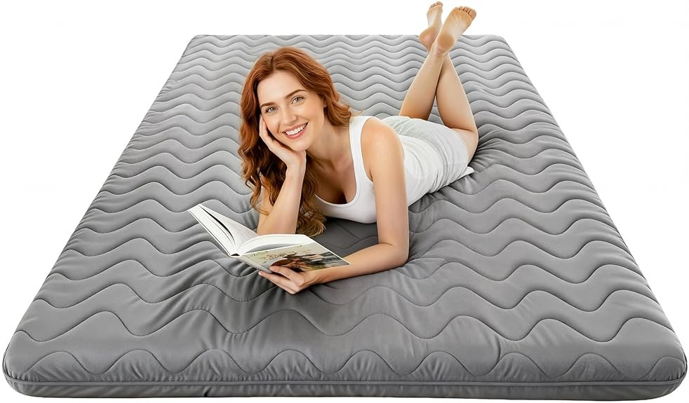 COZYFUZY Japanese Floor Mattress Futon - 3.5" Extra Firm Foldable Tatami Mat, 5-Layer Support with High-Density Foam Portable Floor Bed for Guest, Dorm, Room & Camping Grey Full - Product Image