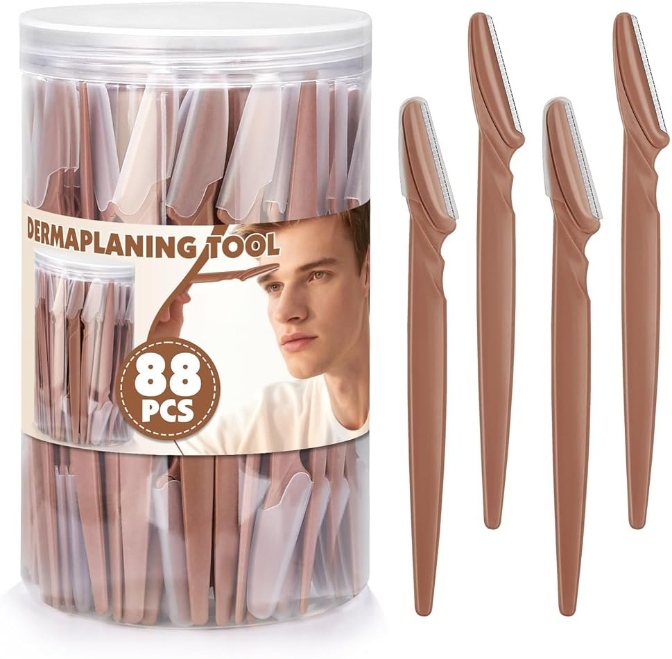 Phyyixs 88 Pcs Terracotta Dermaplaning Tool & Face Razors for Women in Storage Jar – Aesthetic Eyebrow Razor for Women & Men, Precision Face Shaver with Safety Covers, Skincare Gift for Women - Product Image