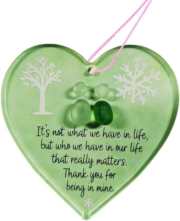 Heart-Shaped Ornaments Sea Glass Pendant - Elegant Sea Glass Ornaments for Holiday Decor, Handcrafted Artisan Jewelry, for Loved Ones, Unique Charm Design (style3) - Product Image